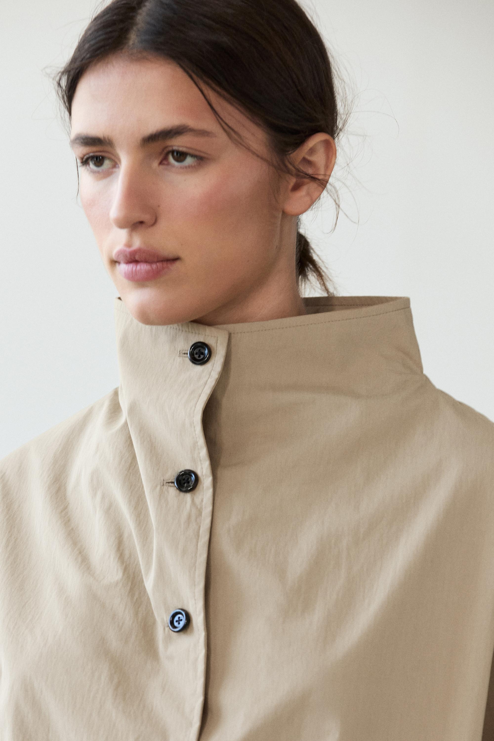 Bomber jacket with funnel neck